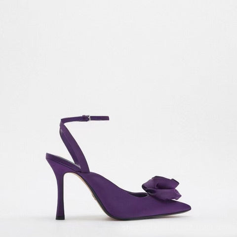 New Flower Ankle Strap Purple Rose Pointed Toe High Heel CODE: KAR1979
