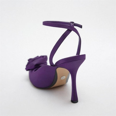 New Flower Ankle Strap Purple Rose Pointed Toe High Heel CODE: KAR1979