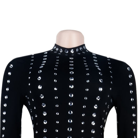 Sexy New Elegant Long Sleeve Sparkly Crystal Beaded Bodycon Dress CODE: KAR1985