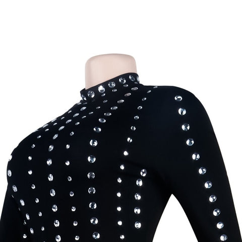Sexy New Elegant Long Sleeve Sparkly Crystal Beaded Bodycon Dress CODE: KAR1985