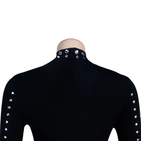 Sexy New Elegant Long Sleeve Sparkly Crystal Beaded Bodycon Dress CODE: KAR1985
