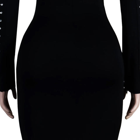 Sexy New Elegant Long Sleeve Sparkly Crystal Beaded Bodycon Dress CODE: KAR1985
