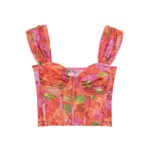 Sexy Zipper Slim Rose Pink Mesh  Backless Corset Top CODE: KAR1991