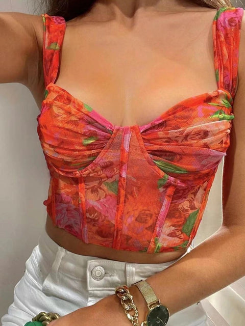 Sexy Zipper Slim Rose Pink Mesh  Backless Corset Top CODE: KAR1991