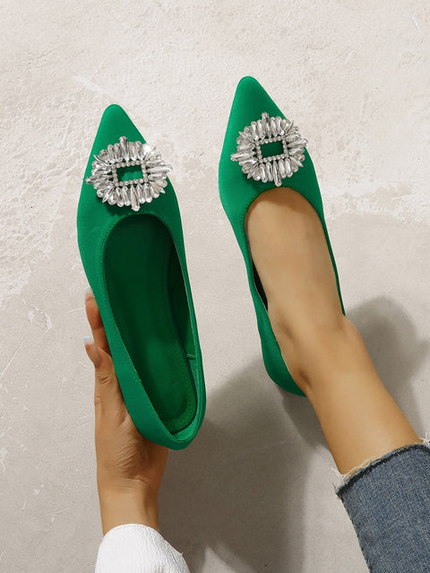 New Rhinestone Pointed Shallow Mouth Fashion Brand Ballet Flats CODE: KAR1992