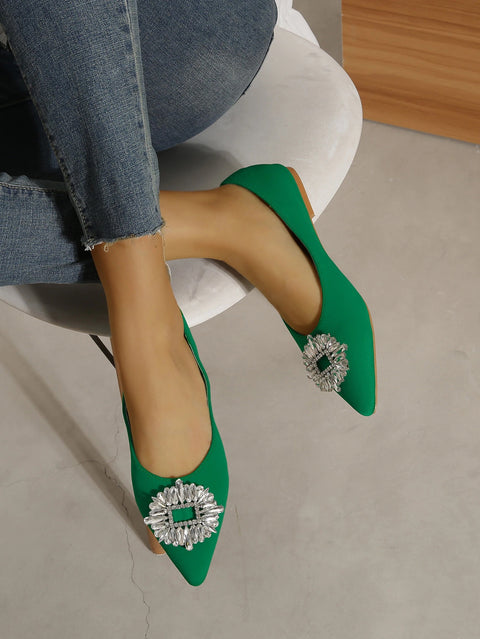 New Rhinestone Pointed Shallow Mouth Fashion Brand Ballet Flats CODE: KAR1992