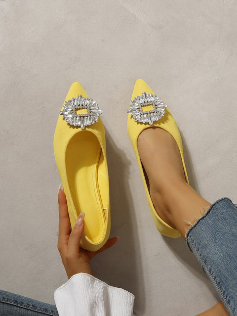 New Rhinestone Pointed Shallow Mouth Fashion Brand Ballet Flats CODE: KAR1992