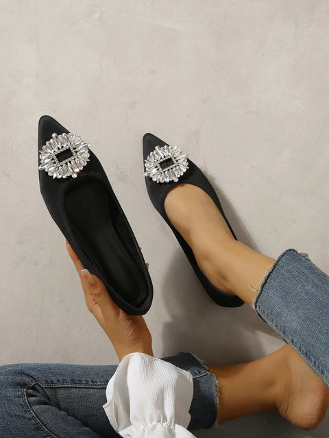 New Rhinestone Pointed Shallow Mouth Fashion Brand Ballet Flats CODE: KAR1992