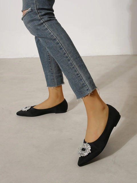 New Rhinestone Pointed Shallow Mouth Fashion Brand Ballet Flats CODE: KAR1992