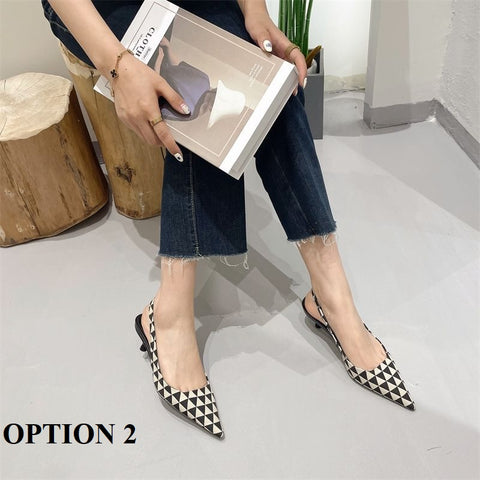 New Pure Color Pointed Shallow Mouth Thin Low Heel Sandals CODE: KAR1999