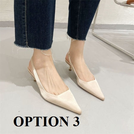 New Pure Color Pointed Shallow Mouth Thin Low Heel Sandals CODE: KAR1999