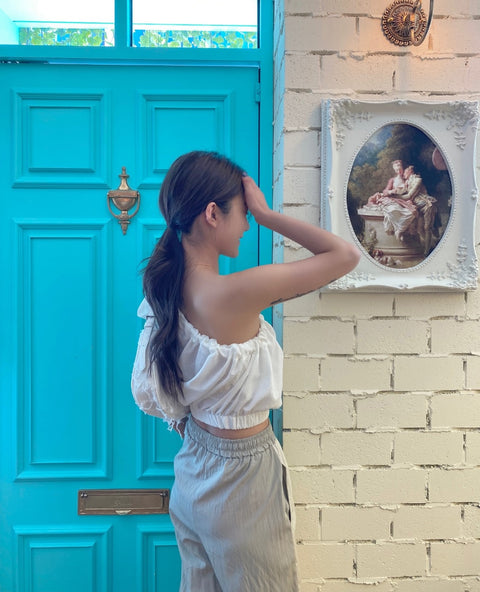New Summer Asymmetric Off Shoulder Tie Shirt CODE: KAR2000