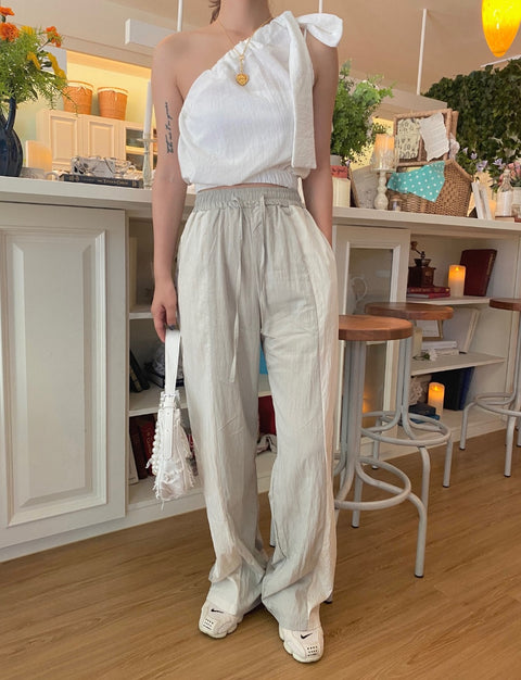 New Summer Asymmetric Off Shoulder Tie Shirt CODE: KAR2000