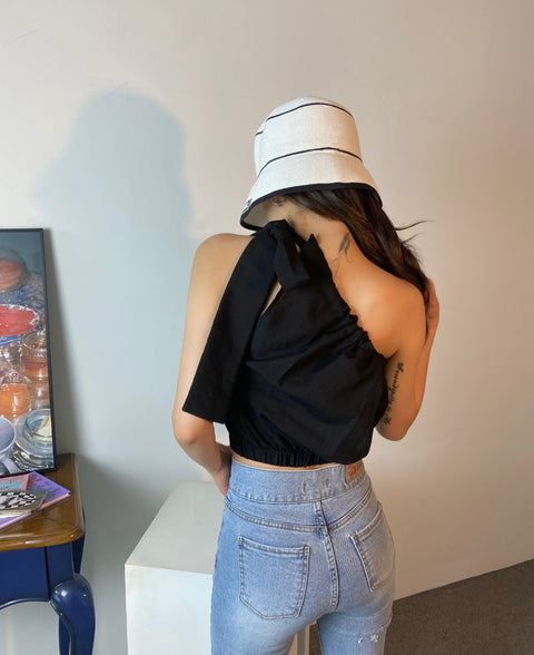 New Summer Asymmetric Off Shoulder Tie Shirt CODE: KAR2000
