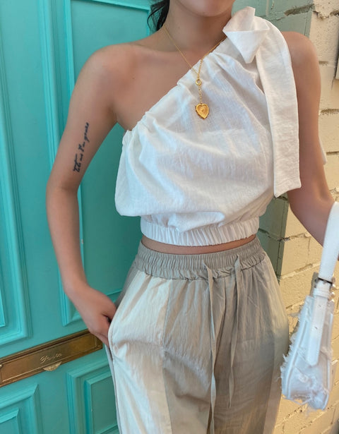 New Summer Asymmetric Off Shoulder Tie Shirt CODE: KAR2000