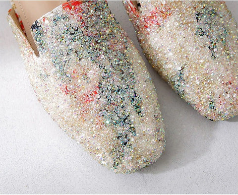 Summer Crystal multicolor mules square toe plus size glitter slide slipper CODE: KAR2001
