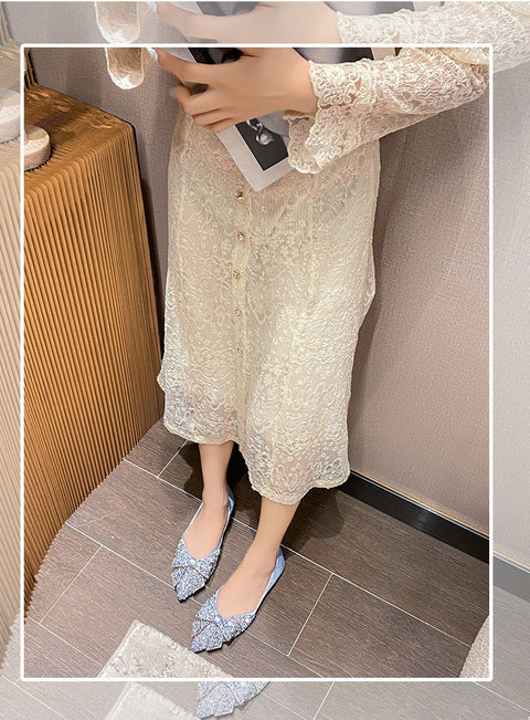New Elegant Bling Crystal Bow Tie Pointed Toe Flats CODE: KAR2002