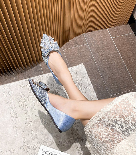 New Elegant Bling Crystal Bow Tie Pointed Toe Flats CODE: KAR2002