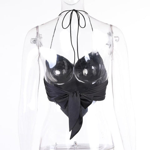 New V-neck Halter Camisole Narrow Straps Crop Top CODE: KAR2003
