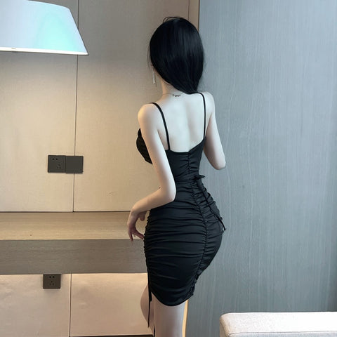 Sexy Lace Up Hollow Out Waist Buttocks Sleeveless Mini A-line Dress CODE: KAR2010