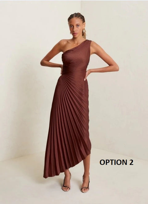 Sexy Summer One Shoulder Vest Long Maxi Pleated A Line Dress CODE: KAR2014