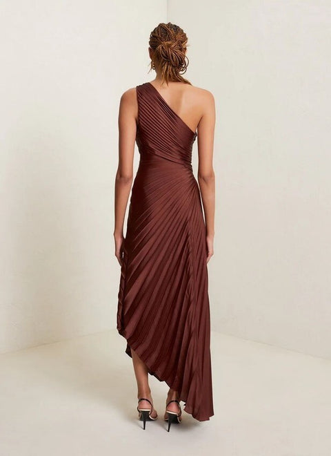 Sexy Summer One Shoulder Vest Long Maxi Pleated A Line Dress CODE: KAR2014