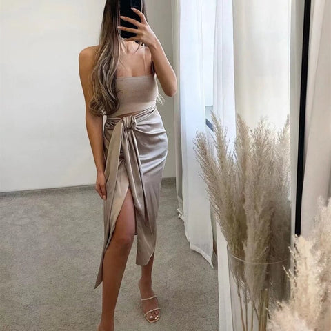 Sexy Elegant High Waist Split Pencil Pleated Skirt CODE: KAR2016