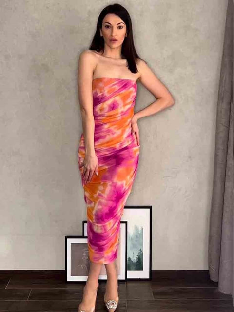 Summer Sexy Off Shoulder Print Backless Sleeveless Maxi Dress CODE: KAR2025