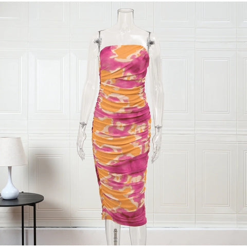 Summer Sexy Off Shoulder Print Backless Sleeveless Maxi Dress CODE: KAR2025