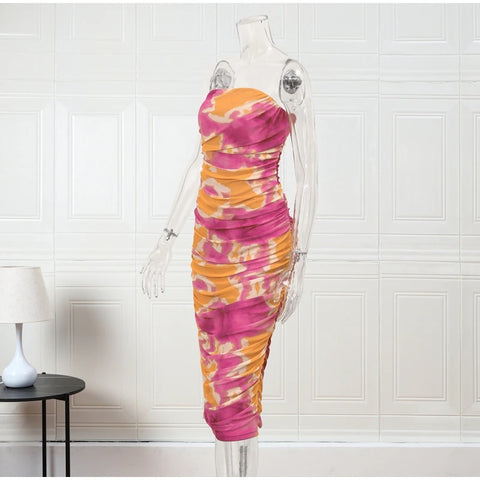Summer Sexy Off Shoulder Print Backless Sleeveless Maxi Dress CODE: KAR2025