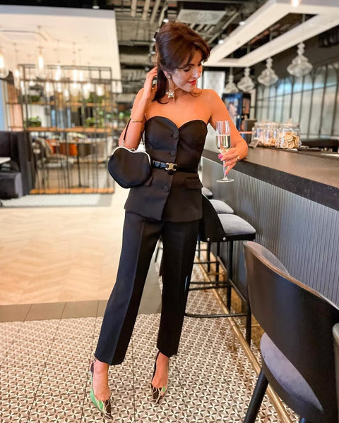 New Sexy Fashion Casual Strapless Button Plaid Vest Crop Tank Top CODE: KAR2027