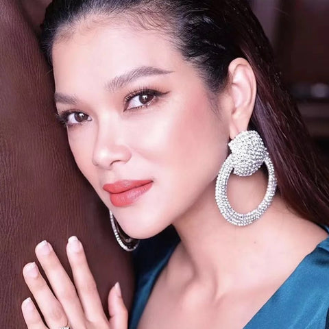 New Trend Round Metal Crystal Unique Dangle Earrings CODE: KAR2028