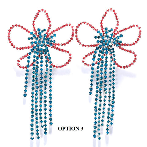 New Fashion Long Tassel Drop Colorful Flower Earrings CODE: KAR2029