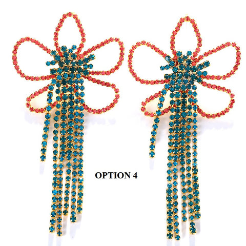 New Fashion Long Tassel Drop Colorful Flower Earrings CODE: KAR2029