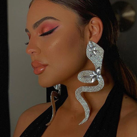 New Rhinestone Snake Earring CODE: KAR2030