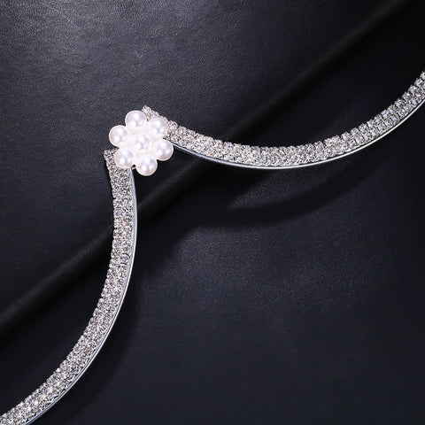 New Crystal Pearl Flower Rhinestone Chest Support Bikini Chain CODE: KAR2035