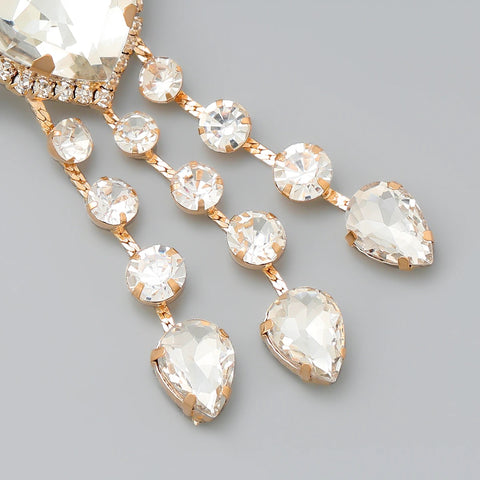 New Rhinestone Heart Tassels Dangle Earrings CODE: KAR2039