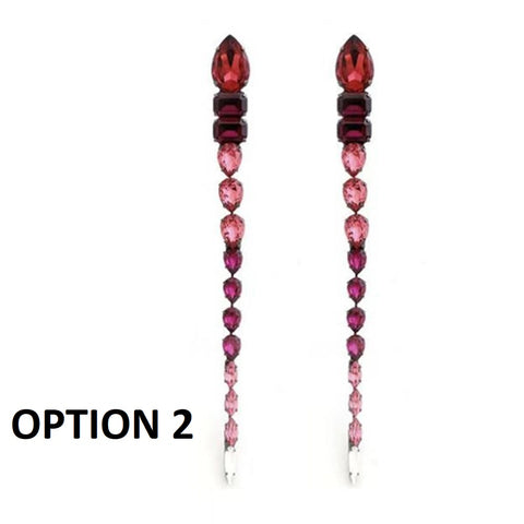 New Crystal Acrylic Long Tassel Square Rhinestone Oversize Drop Earrings CODE: KAR2040