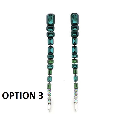 New Crystal Acrylic Long Tassel Square Rhinestone Oversize Drop Earrings CODE: KAR2040