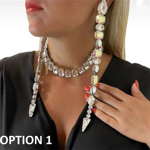 New Crystal Acrylic Long Tassel Square Rhinestone Oversize Drop Earrings CODE: KAR2040