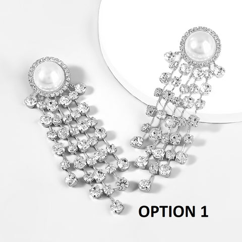 New Shiny Rhinestones Imitation Pearl Tassel Earrings CODE: KAR2042