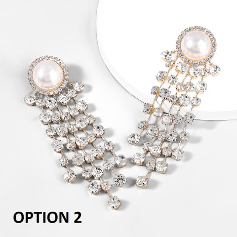 New Shiny Rhinestones Imitation Pearl Tassel Earrings CODE: KAR2042