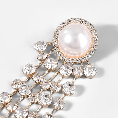 New Shiny Rhinestones Imitation Pearl Tassel Earrings CODE: KAR2042