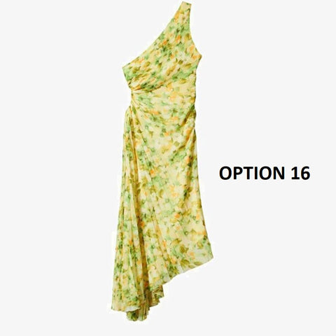 New Elegant Diagonal Collar Long Sleeveless Asymmetric Ruffled Pleated Dresses CODE: KAR2044
