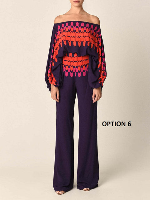 New Casual Satin Print Fashion Hollow Off Shoulder Top With Long Pant 2 Piece Set CODE: KAR2046