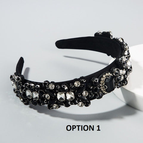 New Fashion Baroque Rhinestone Wide Side Crystal Headband CODE: KAR2055