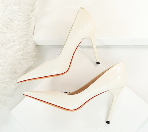 Woven Pattern Pumps Sexy Plus Size Stiletto High Heels CODE: KAR2059