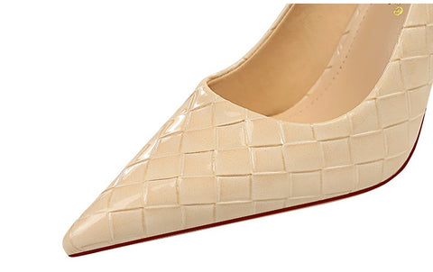 Woven Pattern Pumps Sexy Plus Size Stiletto High Heels CODE: KAR2059
