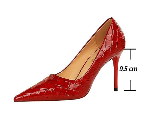 Woven Pattern Pumps Sexy Plus Size Stiletto High Heels CODE: KAR2059