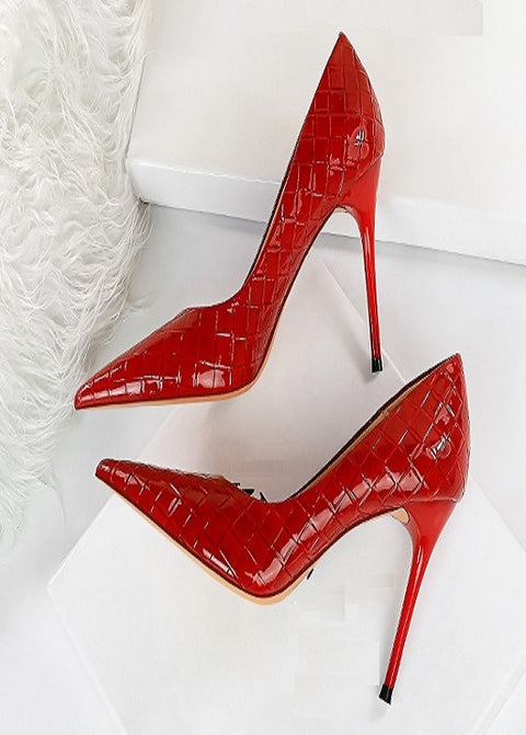 Woven Pattern Pumps Sexy Plus Size Stiletto High Heels CODE: KAR2059